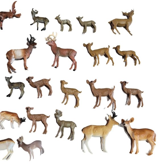 Woodland animal play figurines deer moose elk cake topper, train sets diorama - Picture 11 of 14